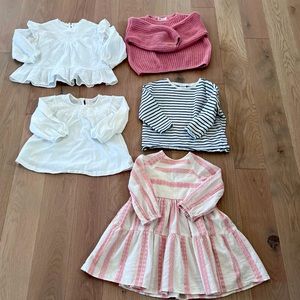 Adorable girls age 4-6 Zara tops and dress & H&M sweater